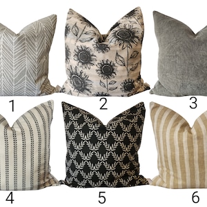 Washable Pillow Covers~Gray Pillow Covers~Gray Floral Throw Pillow~Beige Striped Throw Pillow~Neutral Pillow Covers~Modern Pillow Cover