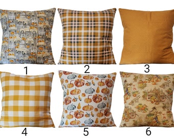 Fall Pillow Covers~Fall Plaid Throw Pillow~Pumpkin Throw Pillow~Old Truck Fall Pillow Cover~Scarecrow Pillow Cover~Mustard Yellow Pillow