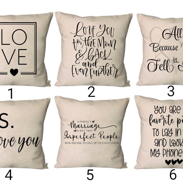 Love and Marriage Pillows~Wedding Pillow Covers~Love You to the Moon and Back Throw Pillows~Wedding Gift~All Because we Fell in Love