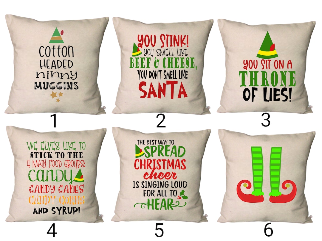 ELF Pillow Coversbuddy the Elf Throw Pillowcotton Headed Ninny Muggins