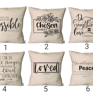 Faith Pillows~Faith Hope Love Pillow Covers~ScriptureThrow Pillows~Chosen Pillow~Bible Verse Decor~Scripture Pillow