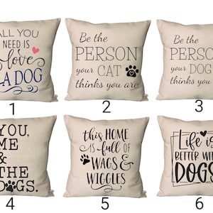 Dog Pillow Covers~Life is better with a DOG Pillow Covers~Cat Throw Pillows~Dog Pillows~Pet Decor~Wags and Wiggles Pillows