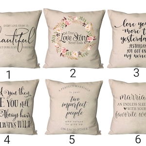 Love and Marriage Pillows~Wedding Pillow Covers~A True Love Story Never Ends Throw Pillow~Wedding Gift~Marriage an Endless Sleepover