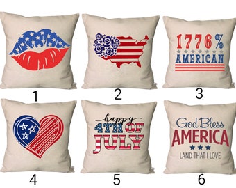 Patriotische Kissenhülle ~ 4. Juli Kissen ~ USA Kissenbezug ~ Rot Weiß und Blau Kissenhülle ~ God Bless America Kissenbezug