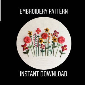 DIY Hand Embroidery Pattern PDF, Hand Embroidered Flower Garden, Roses and Sunflowers, Summer Colors, Instant Download PDF, Nursery Decor image 7