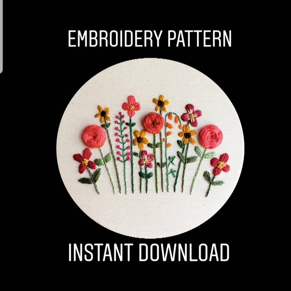 DIY Hand Embroidery Pattern PDF, Hand Embroidered Flower Garden, Roses and  Sunflowers, Summer Colors, Instant Download PDF, Nursery Decor -  Canada