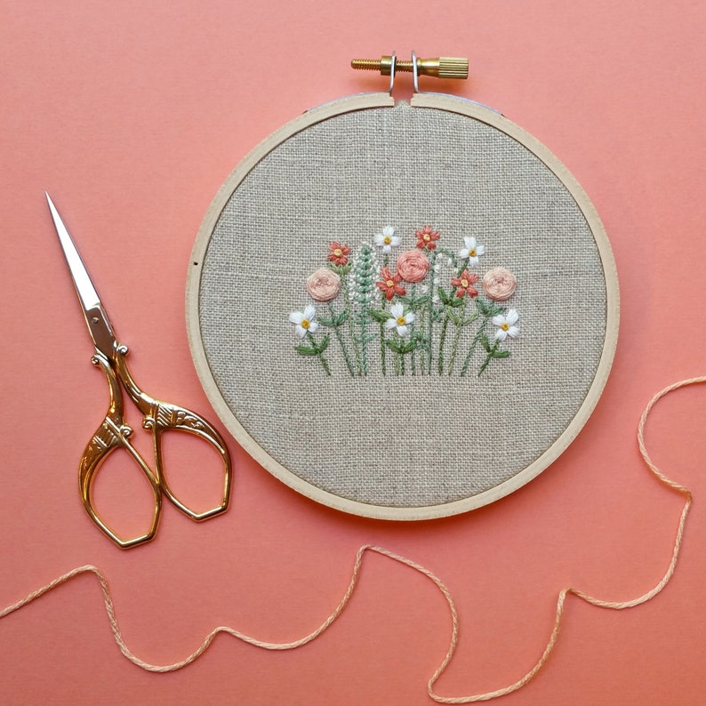 Flower Garden Hoop Art. Hand Embroidered Hoop Art. 4 inch Etsy