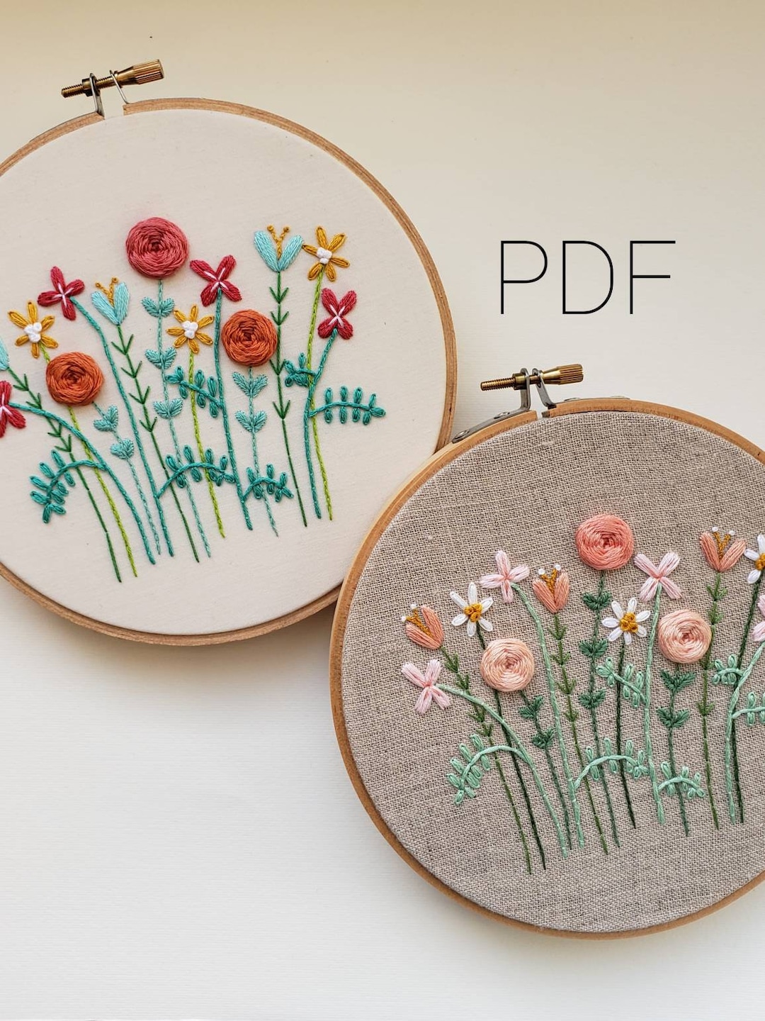 Flower Embroidery Pattern, Colorful Floral Embroidery Tutorial, DIY ...