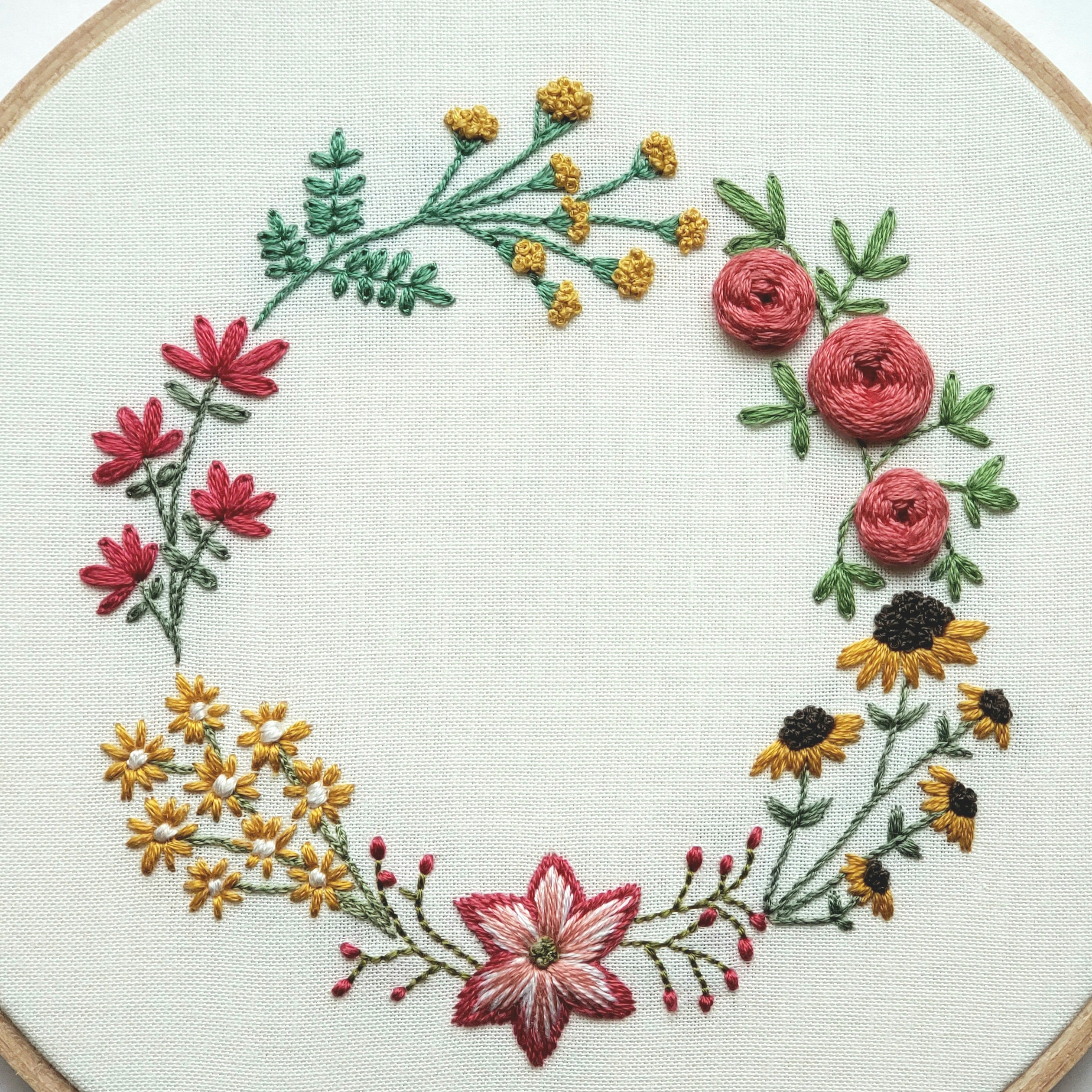 Winter Wreath Embroidery Pattern Hand Embroidery Tutorial Etsy