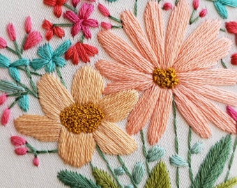 Bright Flower Embroidery Pattern PDF Tutorial, Crabapple and Magnolia, Digital Download, Instant Download, Home Decor, Modern Embroidery DIY