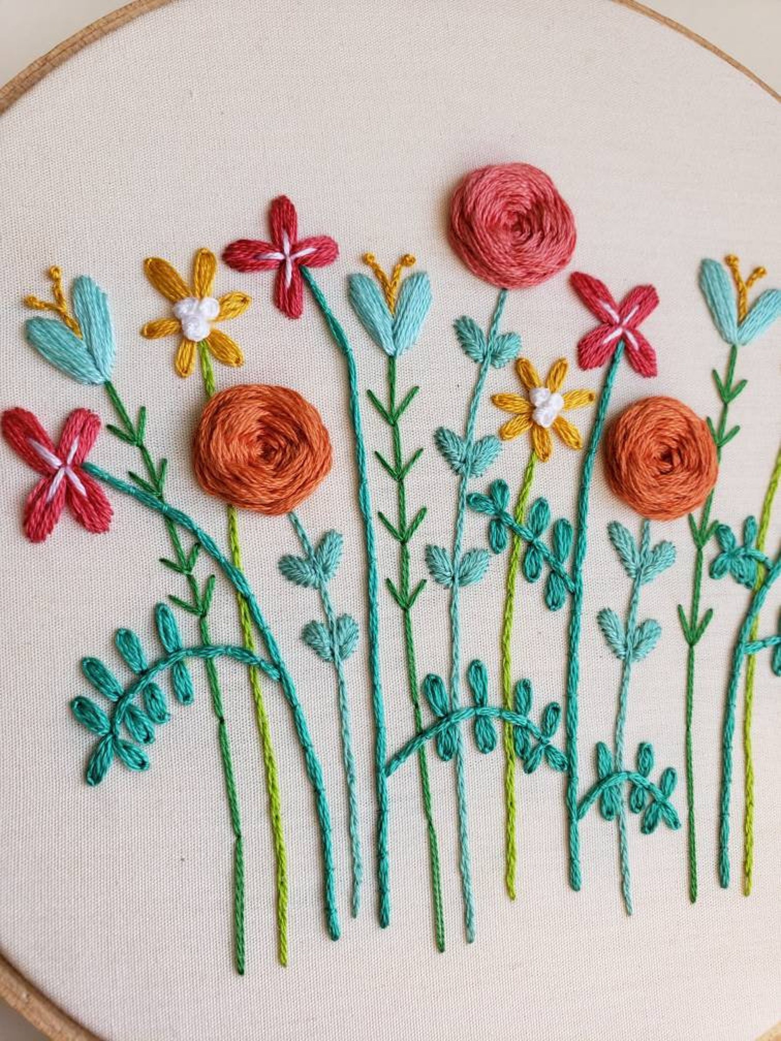 Flower Embroidery Pattern Colorful Floral Embroidery - Etsy