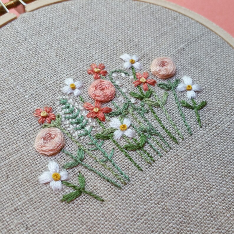 Flower Garden Hoop Art. Hand Embroidered Hoop Art. 4 inch Etsy