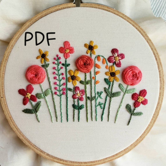 DIY Embroidery Bag for Women with Flower Pattern Handmade Craft for  Beginner Type A 
