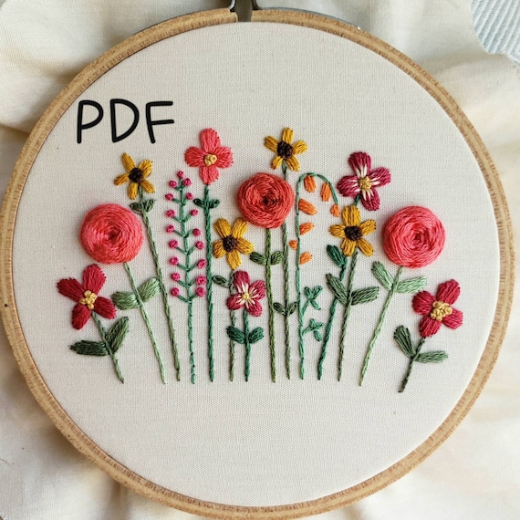 DIY Hand Embroidery Pattern PDF Hand Embroidered Flower Garden