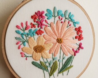 DIY Bright Flower Embroidery Pattern Tutorial, Crabapple and