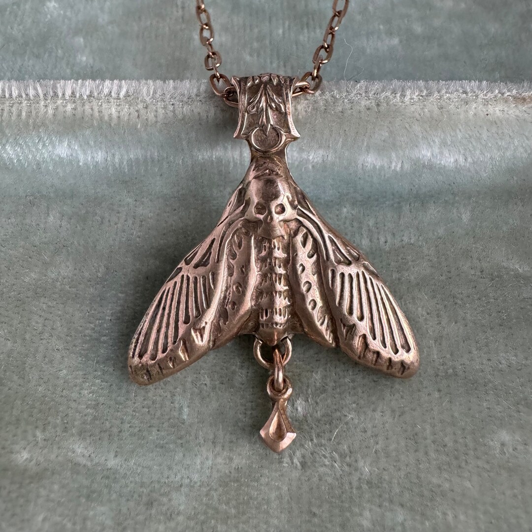 Moth Friend Botanical Moth Artisan Necklace in Bronze - Etsy