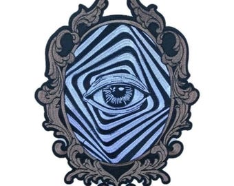 Gothic mystical mirror with large eye embroidered iron-on patch