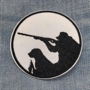Hunting patch hunter with retriever dog silhouette Duck hunting embroidered iron-on patch