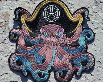Octopus Pirates the kraken sea monster large embroidered iron-on Patches