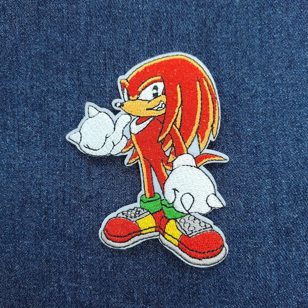 Red Hedgehog cartoon gamer iron on embroidered patch