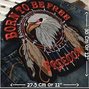 Eagle motorcycle biker embroidered Iron on back patch Born to be Free Large Patches