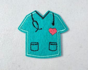 Scrub top Nurses doctors appreciation embroidered iron-on patch medical Hospital worker patches funny small
