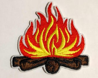 Bonfire campfire embroidered iron-on patch