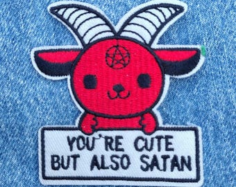 little devil embroidered iron-on Patches you're cute but also Satan