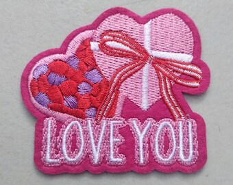 Heart shaped candy box love you embroidered iron-on patch Valentine's day anniversary marriage relationship