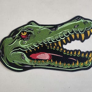 alligator large embroidered iron-on patch croc