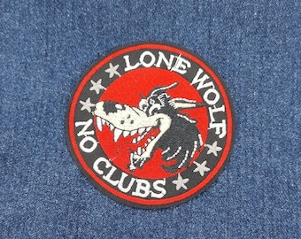 Lone wolf motorcycle club embroidered iron-on patch