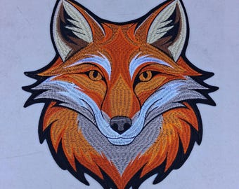 Large orange fox embroidered iron-on Patches Golden foxes fox head vulpes patch