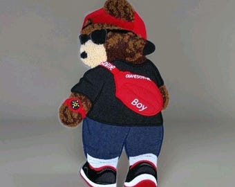 Teddy bear embroidered sew-on applique chenille patch urban street hip hop