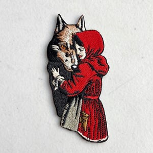 Red Riding Hood the wolf in side embroidered iron-on patch