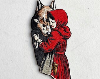 Red Riding Hood the wolf in side embroidered iron-on patch