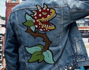 large carnivorous plant embroidered iron on patch