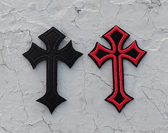 Black and red Cross Embroidered iron-on patches