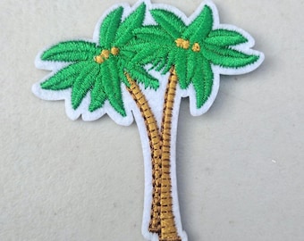 Palm trees embroidered iron-on patch island tropical forest tree tiki beach small