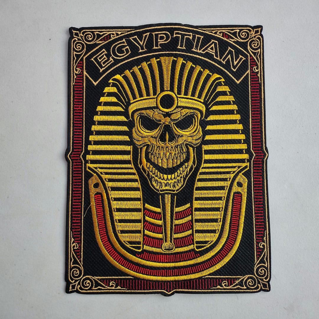 Egyptian Pharaoh Skull King Embroidered Iron-on Patch Large Back ...