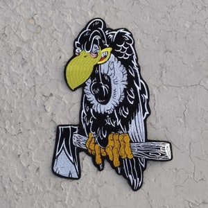 Vulture Large black bird embroidered iron-on jacket back patch