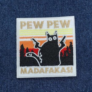 PEW PEW Madafakas Klettpatch - Lustige Schwarze Katze Für Rucksack & Jacke