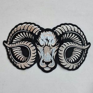 Ram Big Horn Sheep head large embroidered iron-on patch jacket vest patches