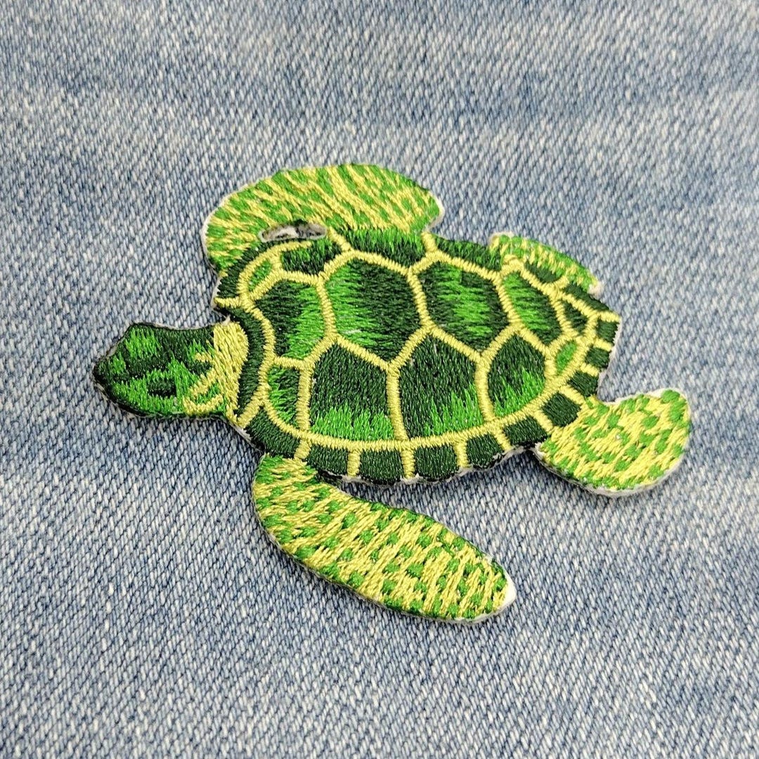 Sea Turtle Embroidered Iron-on Patch Green Turtles Ocean Creatures - Etsy