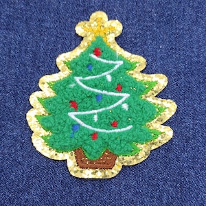 Christmas tree chenille embroidered iron-on patches
