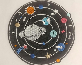 Space solar system Jupiter mars moon starts embroidered iron-on patch