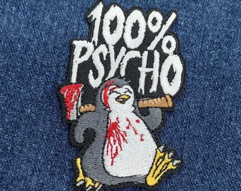 Penguin 100% Psycho embroidered iron-on patch