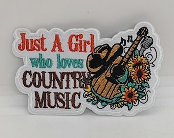 Just a girl who loves country music embroidered iron-on patch cowgirl patches