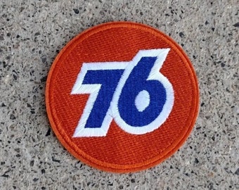 76 Gas and Oil Inspired mechanic racing embroidered patch iron on 3-in round