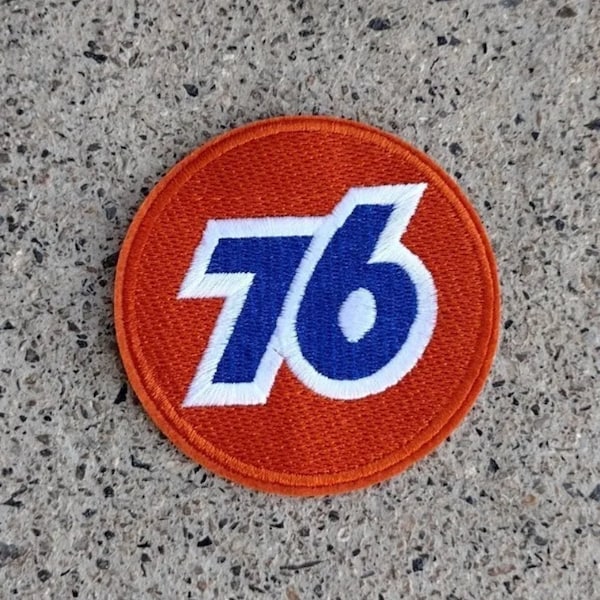 76 Gas and Oil Inspired mechanic racing embroidered patch iron on 3-in round