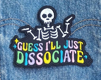 Skeleton embroidered iron-on patch